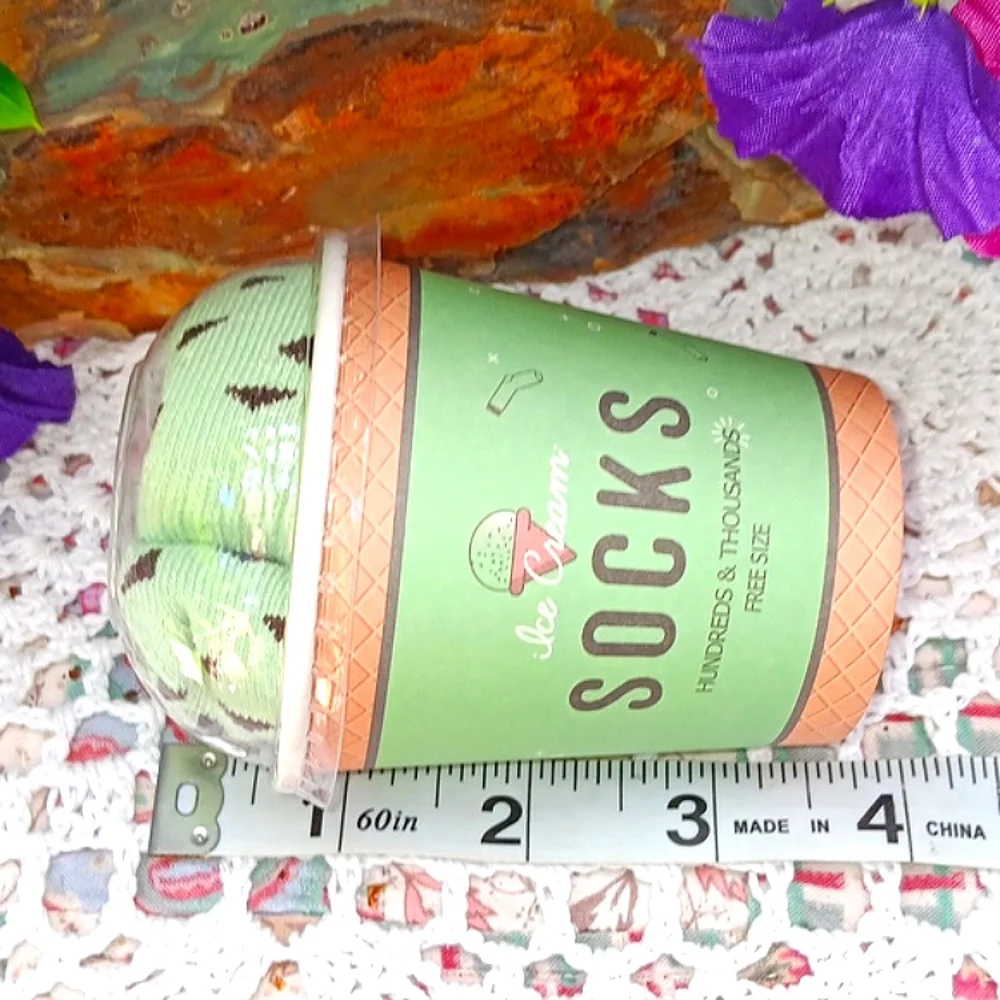 🆕️LAST 1🎉MINT CHOCOLATE CHIP ICE CREAM CREW SOCKS 1 PAIR  IN 